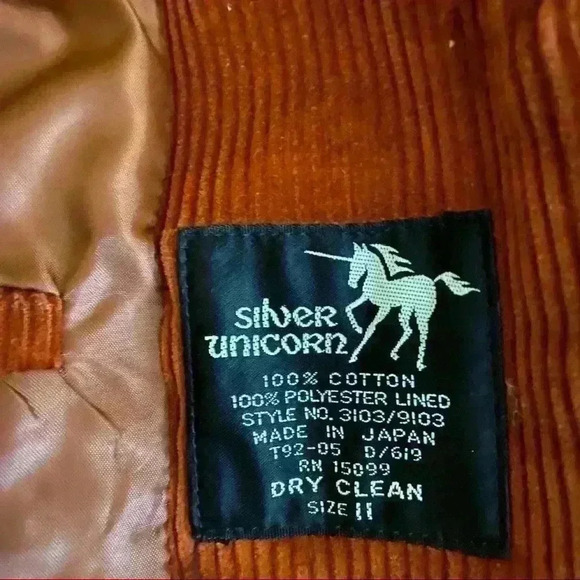 SILVER UNICORN Silver Corduroy Burnt Orange Button Y2K Blazer Jacket Size 11 - Picture 4 of 8